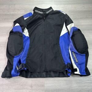 Sedici Motorcycle Riding Jacket Womens Medium Black Blue Armor Pads *No Liner*